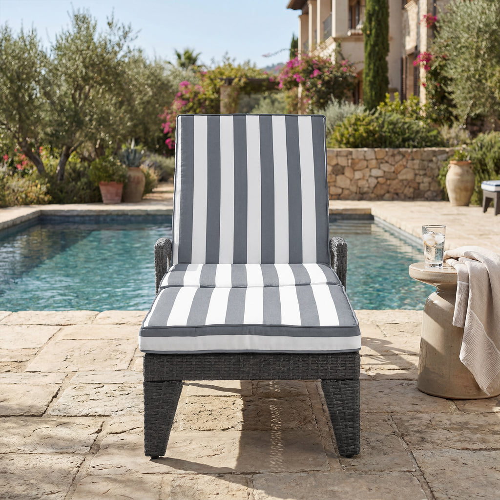 Brich Rattan Chaise Lounge with wheels (Set of 2)