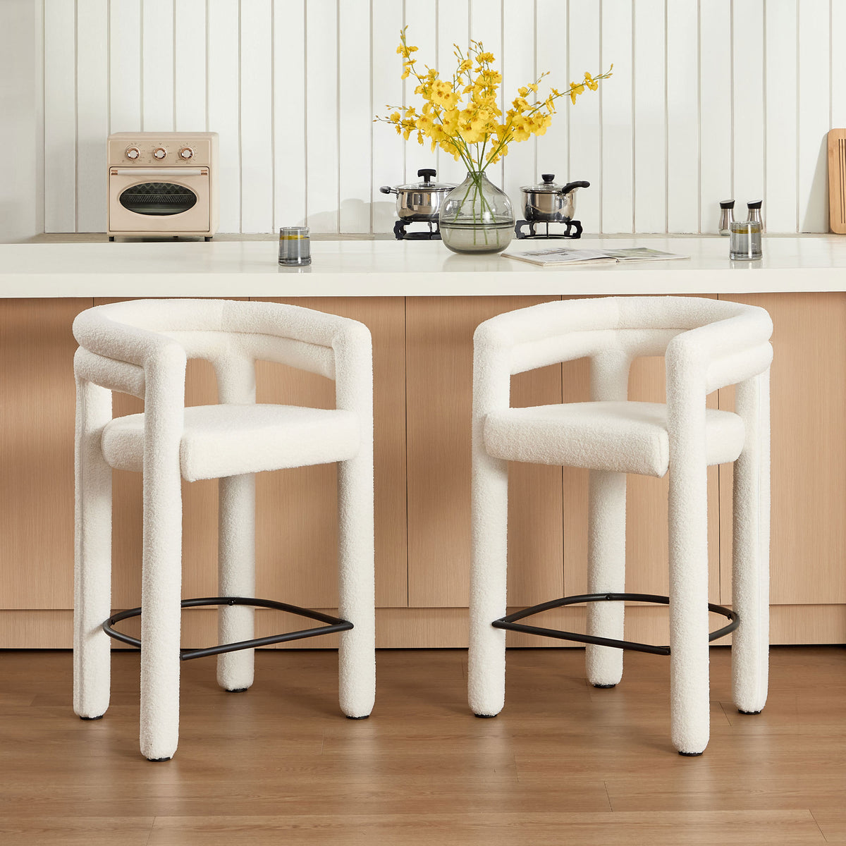 Dani Counter Stools — Boucle · White