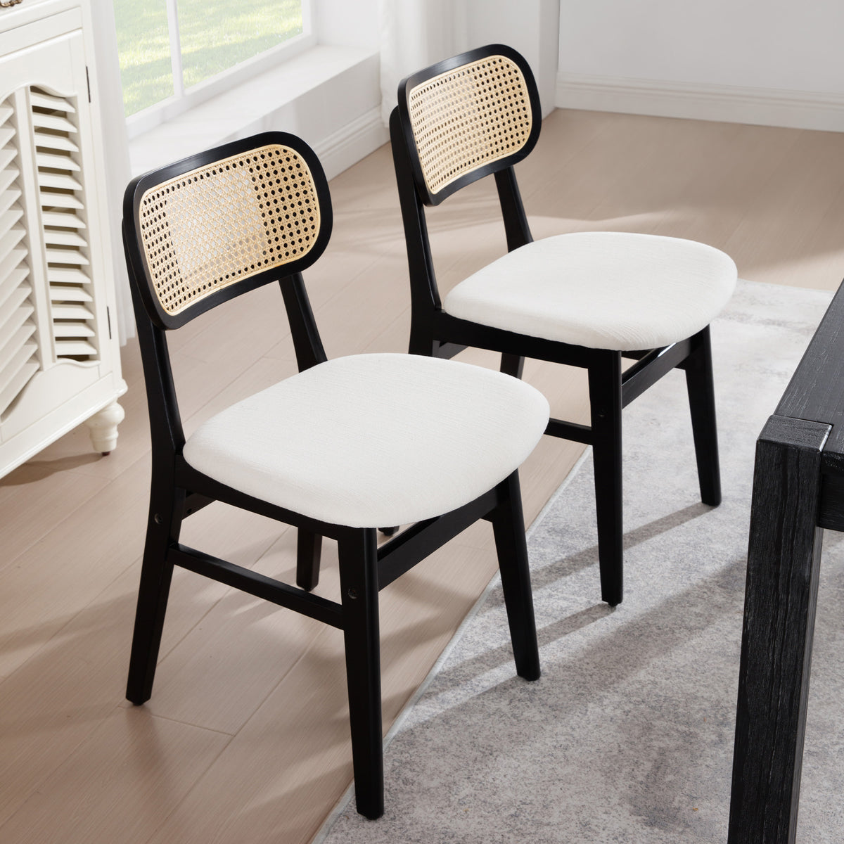 Eric Mid-Century Modern Cane Dining Chairs (Set of 2)