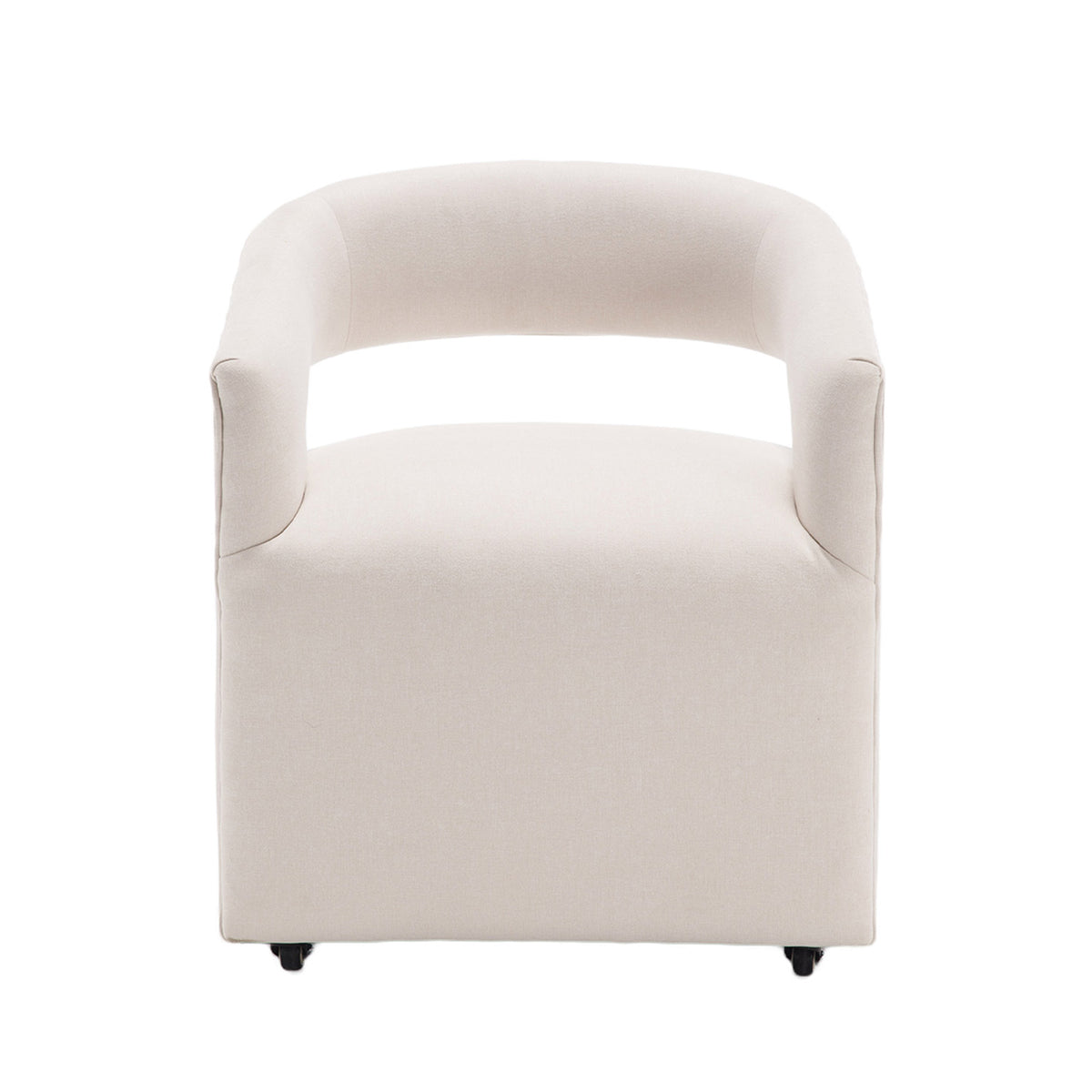 Modern Upholstered Barrel Rolling Dining Chair