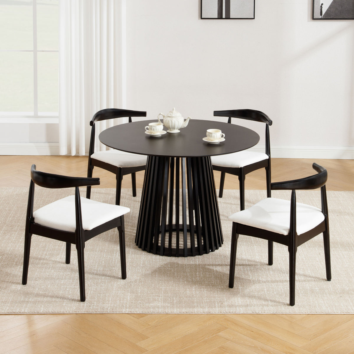 Nolan Modern Dining Chairs with Solid Wood Legs (Set of 2)