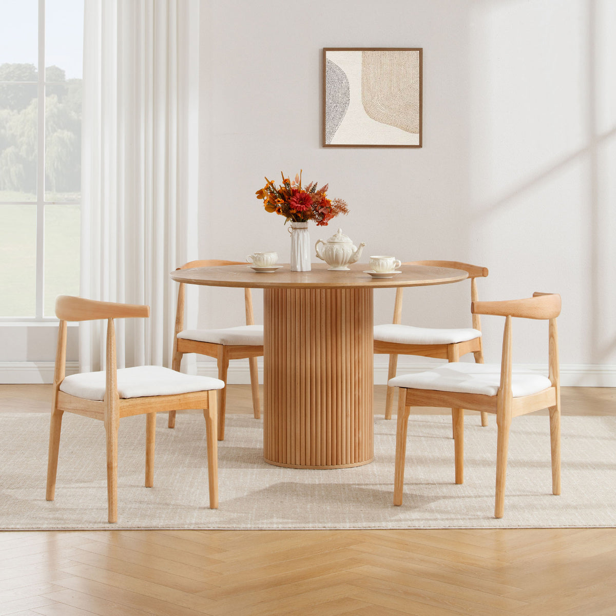 Nolan Modern Dining Chairs with Solid Wood Legs (Set of 2)