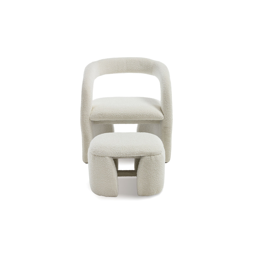 Eva Boucle Accent Chair with Ottoman