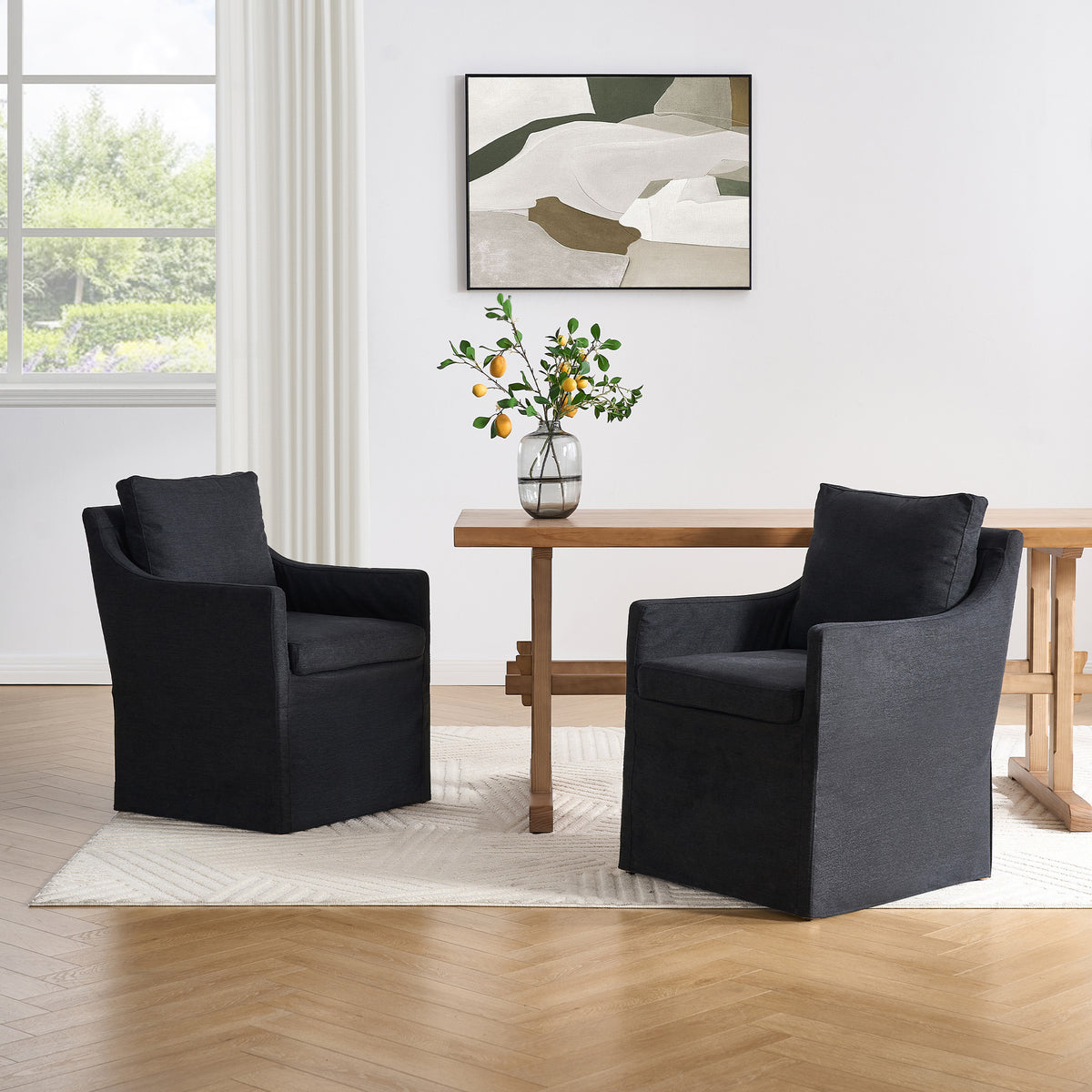 Hank Modern Upholstered Dining Chairs with Arms
