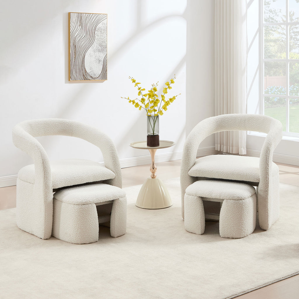 Eva Boucle Accent Chair with Ottoman