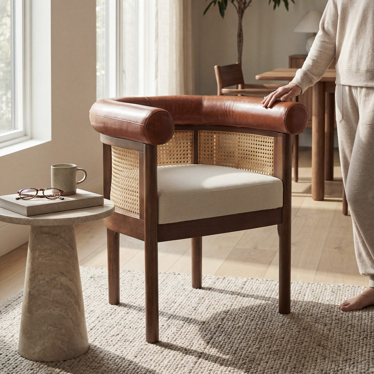 Richard Mid-Century Modern Cane Dining Chair
