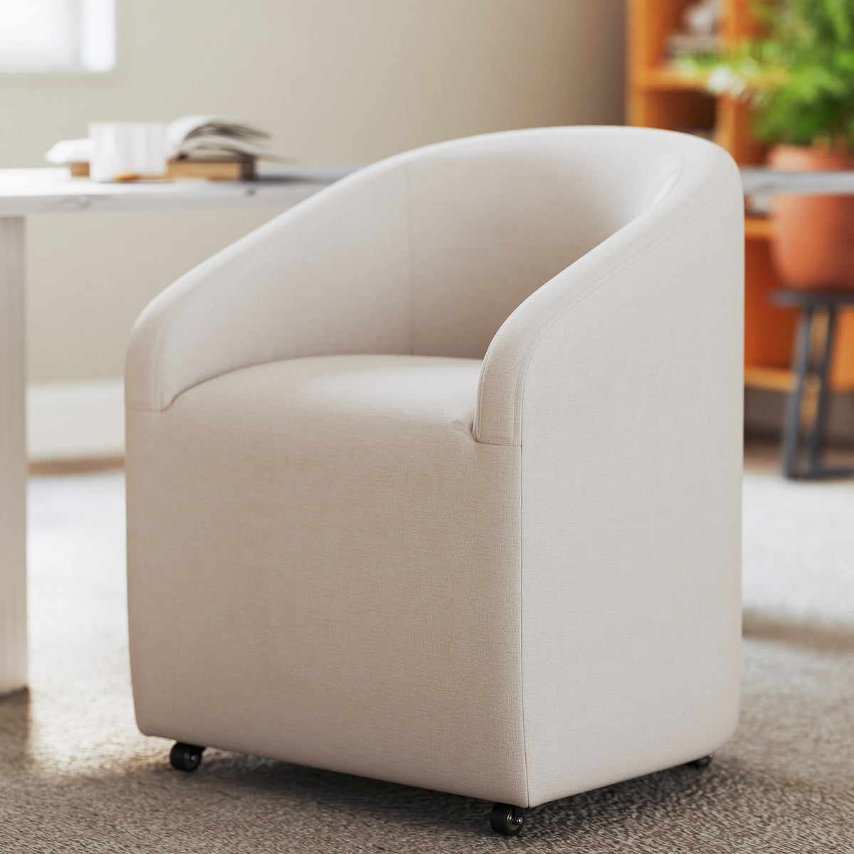 Troy Modern Velvet Rolling Dining Chair