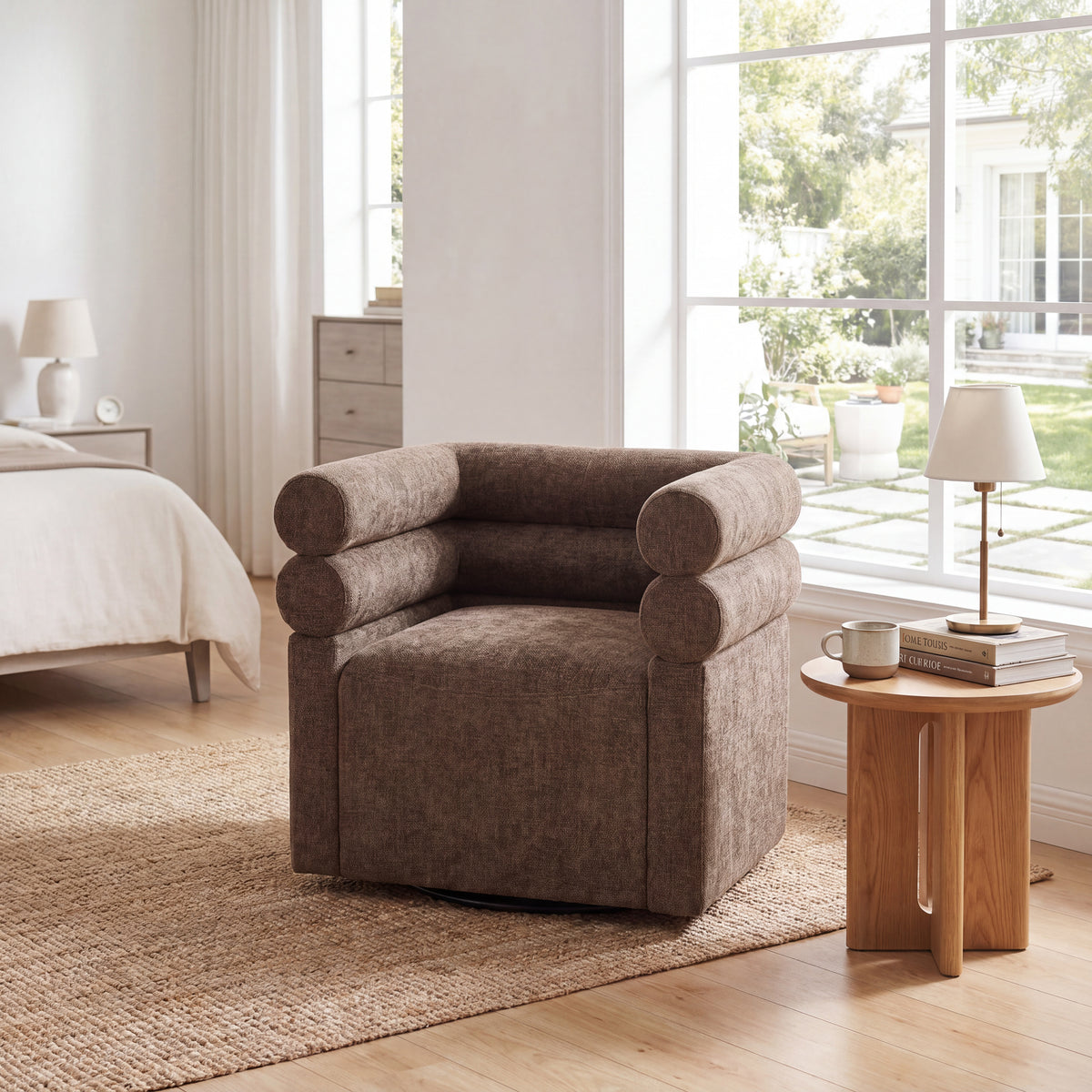 Asher Genuine Leather Swivel Lounge Chair