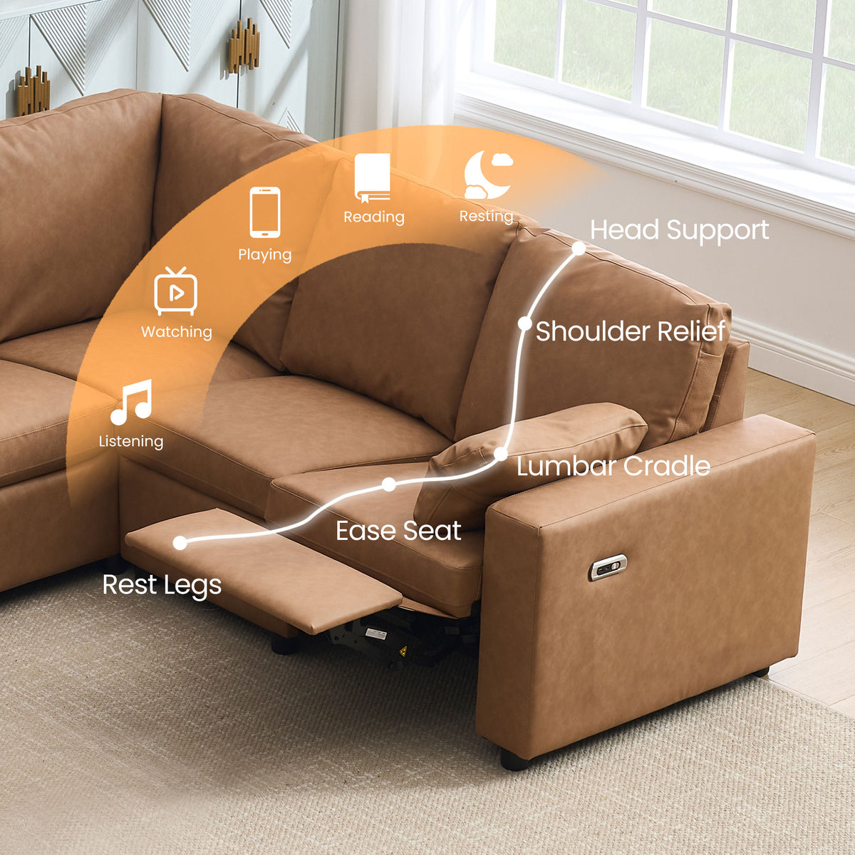 Levi Wall Hugger Reclining Sectional Sofa with Storage