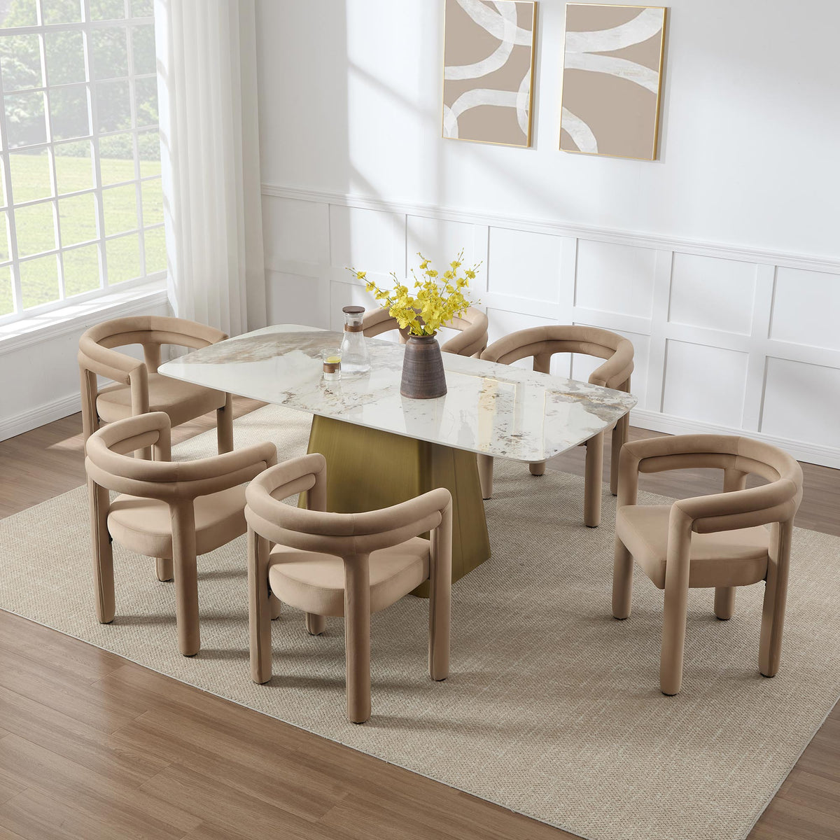 Lara Dining Chair Upholstered Armchair with Back