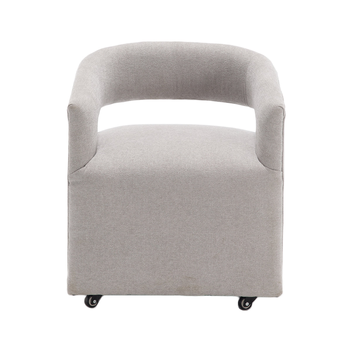 Modern Upholstered Barrel Rolling Dining Chair