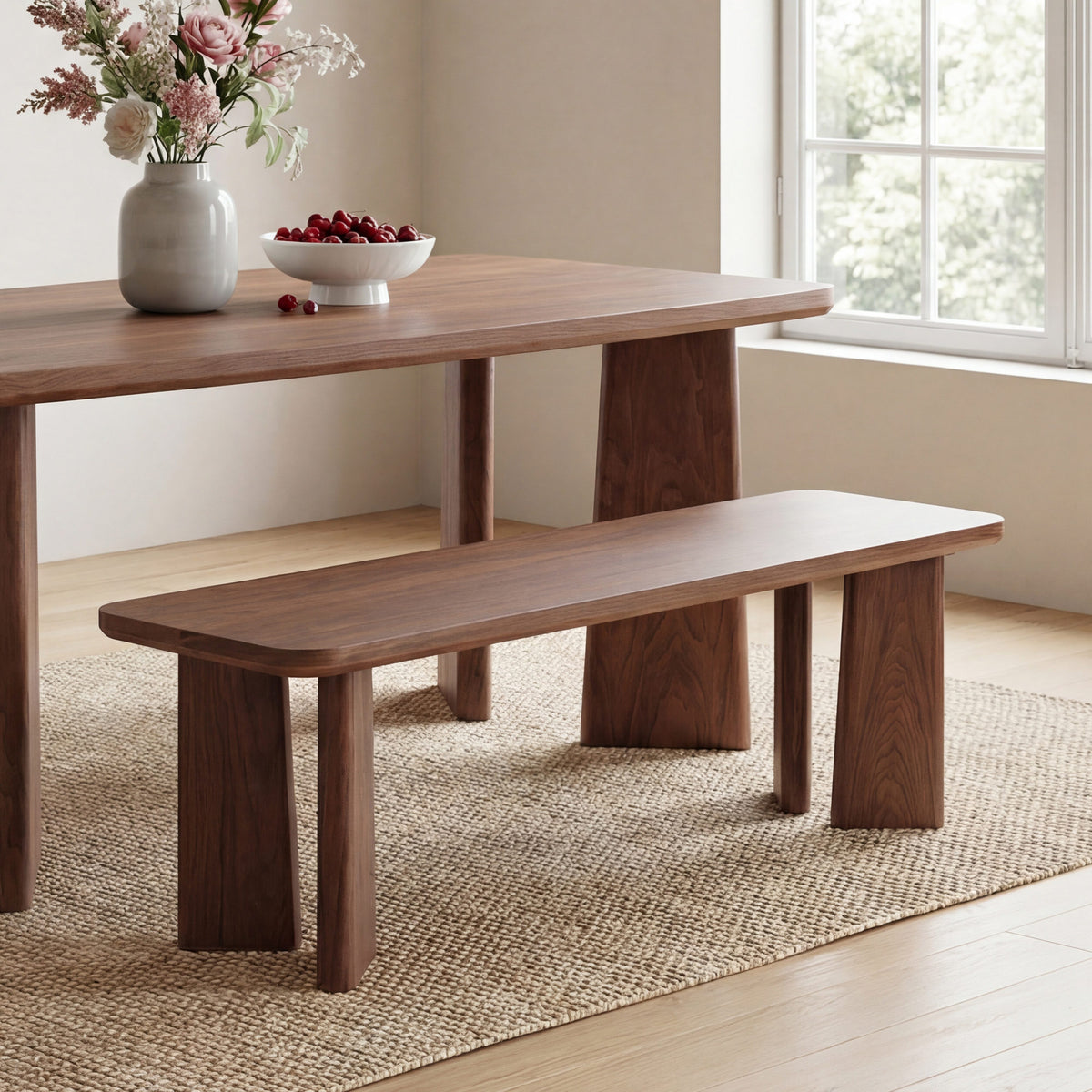 Humber Rectangle Mid-Century Modern Dining Bench