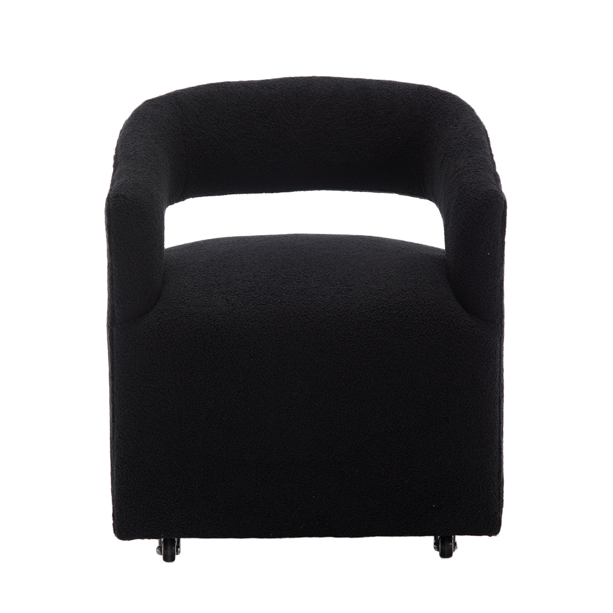Modern Upholstered Barrel Rolling Dining Chair