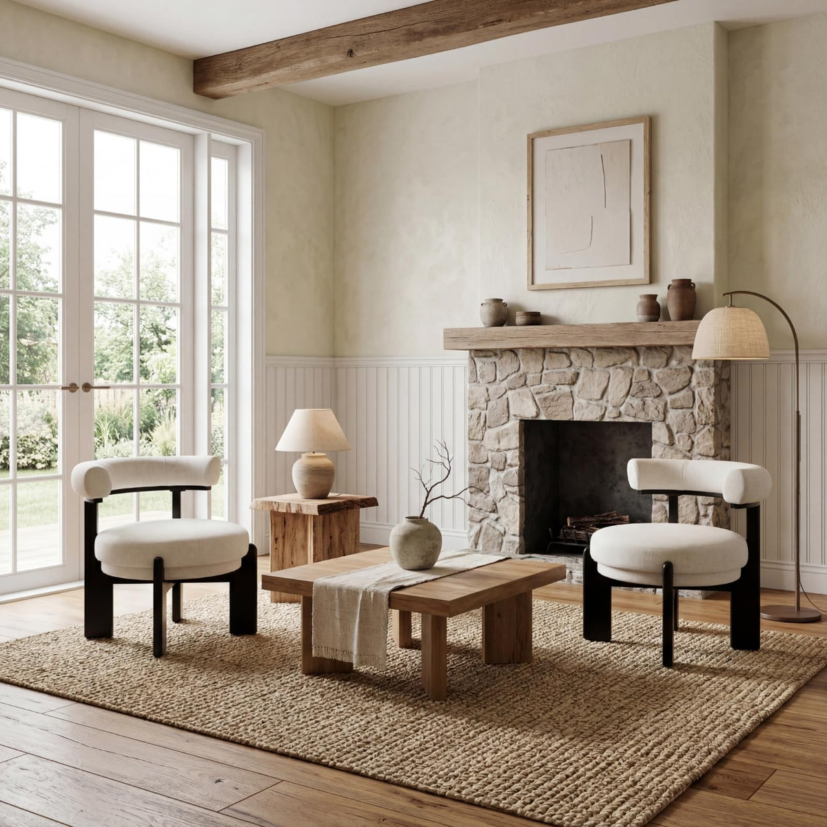 Dawson Modern Geometric Accent Chair & Ottoman Set