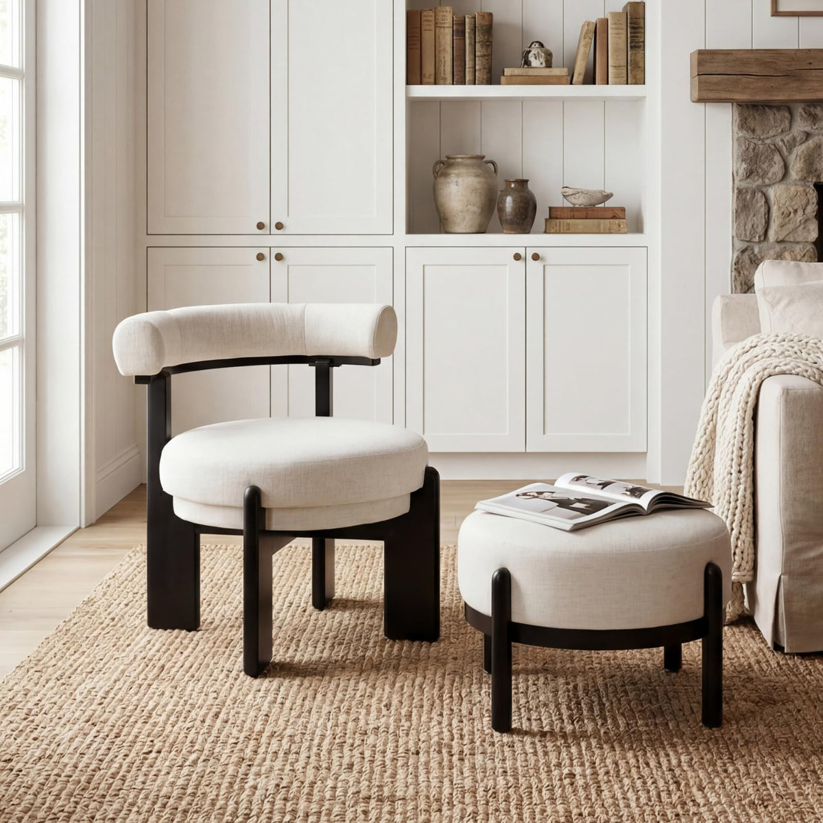 Dawson Modern Geometric Accent Chair & Ottoman Set