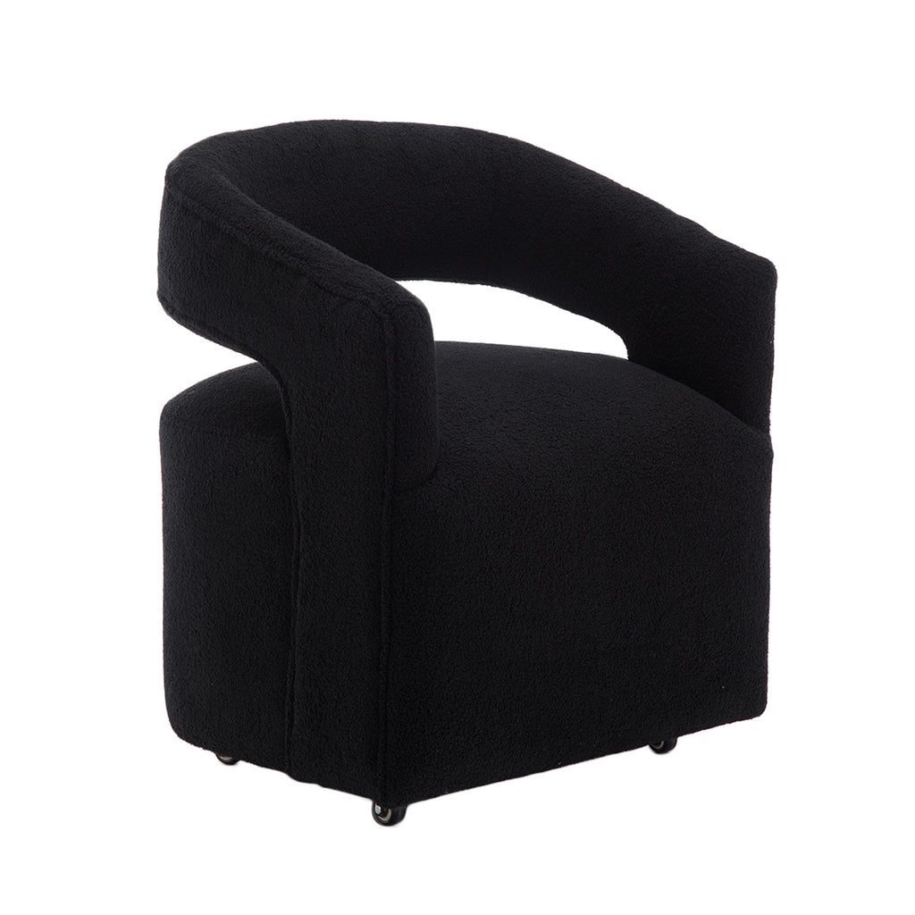 Modern Upholstered Barrel Rolling Dining Chair
