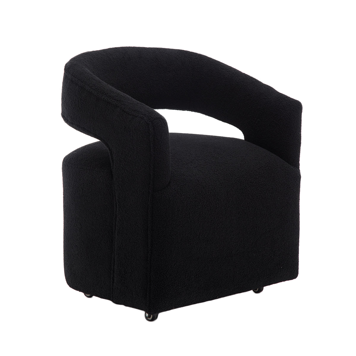 Modern Upholstered Barrel Rolling Dining Chair