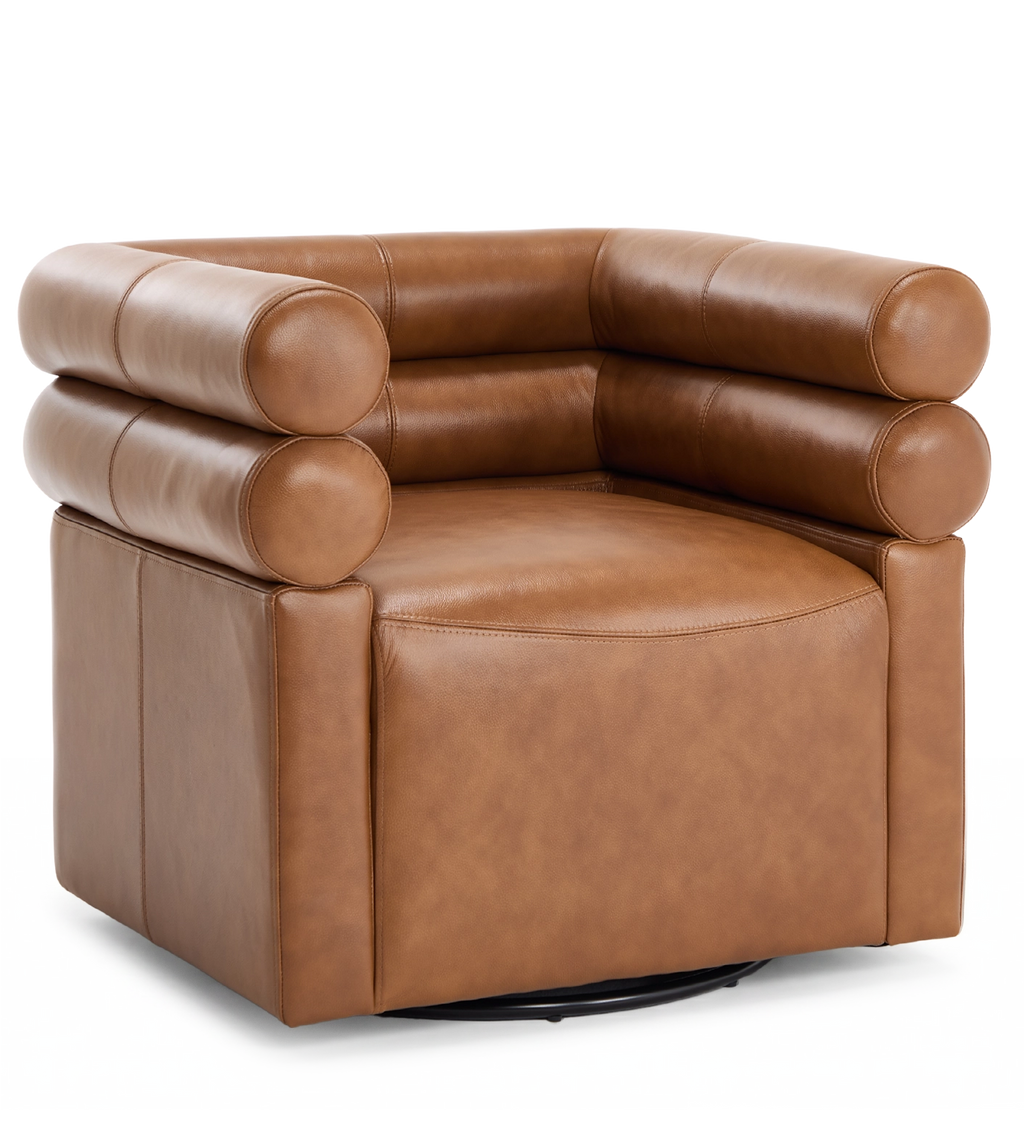 Asher Genuine Leather Swivel Lounge Chair
