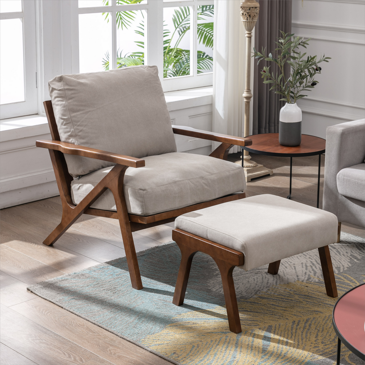 Charles Lounge Armchair with Ottoman