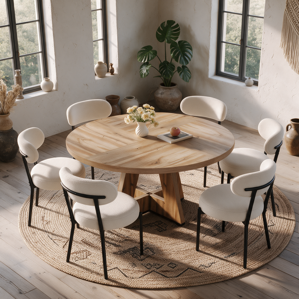 Fabi 47 Round Table + 6 Sarah Chairs