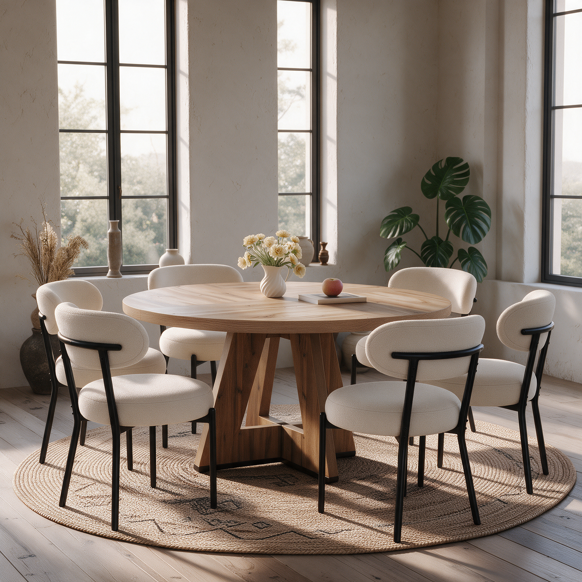 Fabi 47 Round Table + 6 Sarah Chairs
