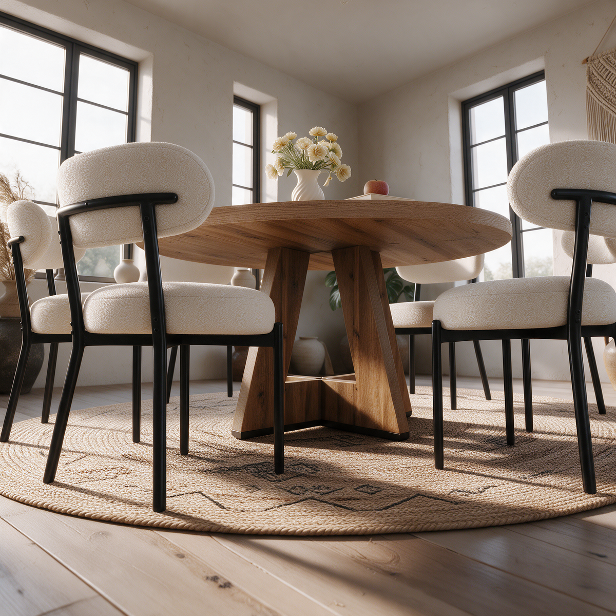 Fabi 47 Round Table + 6 Sarah Chairs