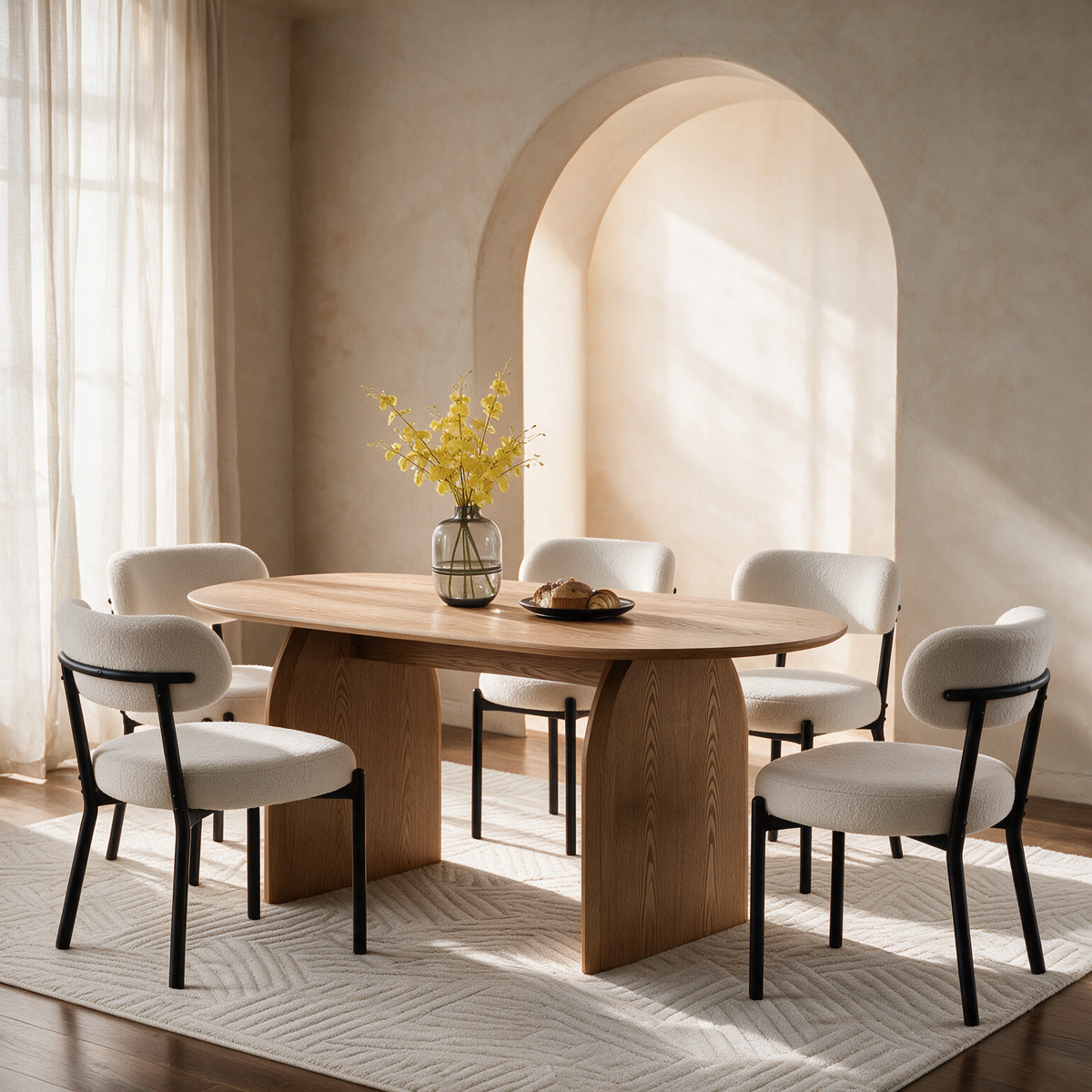 Fran 71" Dining Table + 4 Sarah Chairs